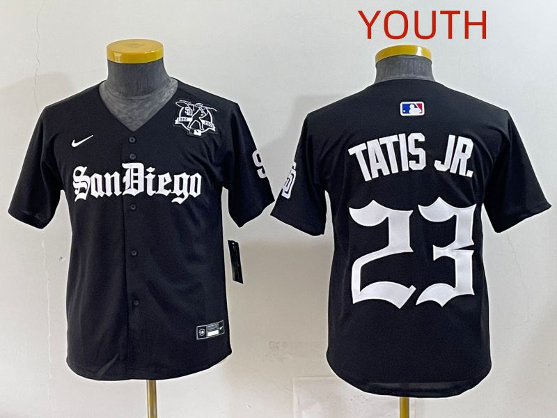Youth 2025 San Diego Padres #23 Tatis jr Black Five generations Joint Name Nike MLB Jersey style 12